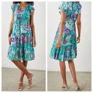 Rails Floral Tiered Mini Dress in Teal, Purple & Pink